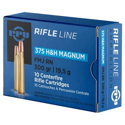 PPU Standard Rifle Brass .375 HH 300-Grain 10-Rounds FMJ