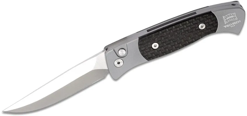 ProTech Knives Brend 2 Carbon Fiber Automatic Knife - 2.9 Plain Clip Point Blade