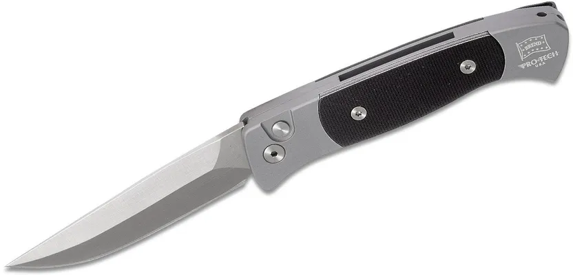 ProTech Knives Brend 2 Gray / Black Automatic Knife - 2.9 Plain Clip Point Blade