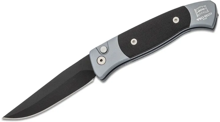 ProTech Knives Brend 2 Black / Silver Automatic Knife - 2.9 Plain Black Clip Point Blade