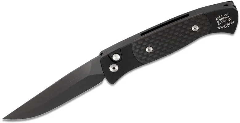 ProTech Knives Brend 2 Black / Grey Automatic Knife - 2.9 Plain Black Clip Point Blade