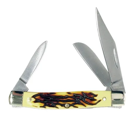 Ruko Knives Stockman Folding Plain Edge 440A Stainless Blades Simulated Deer Horn
