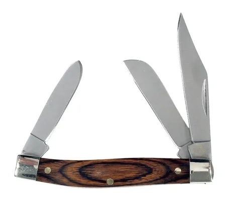 Ruko Knives Stockman Brown 3 Blade Pakkawood 3.31 Plain Edge 440A Blade