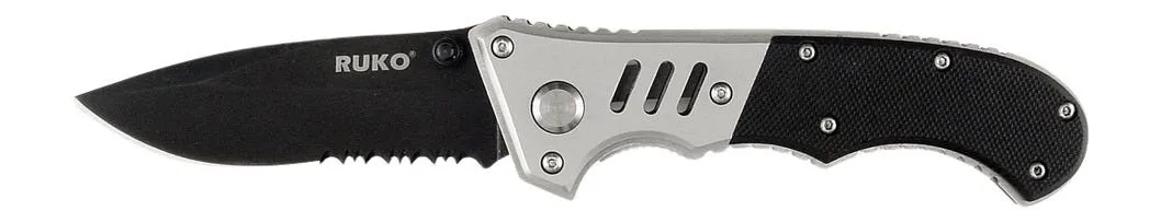 Ruko Knives Tactical Folding Knife 3.5 Partially Serrated Drop Point Blade