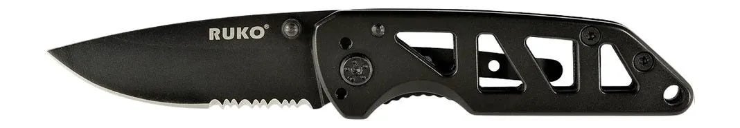 Ruko Knives Ti-Tactical Vented TiNi Folding 2.5 Part Serrated Drop Point 440A Stainless Blade