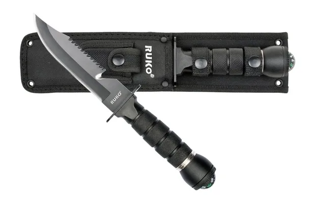 Ruko Knives Ti-Tactical Folding Knife 3.38 Partially Serrated TiNi Drop Point Blade