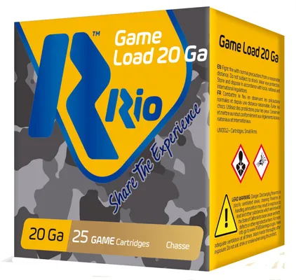 RIO AMMUNITION GAME LOAD HEAVY FIELD 20 GAUGE 2.75-INCH 1OZ 8 SHOT 25 ROUNDS PER BOX