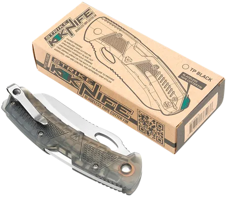 Strike Industries K1 Smoke Grey Folding Knife 3.51 Plain Drop Point Blade