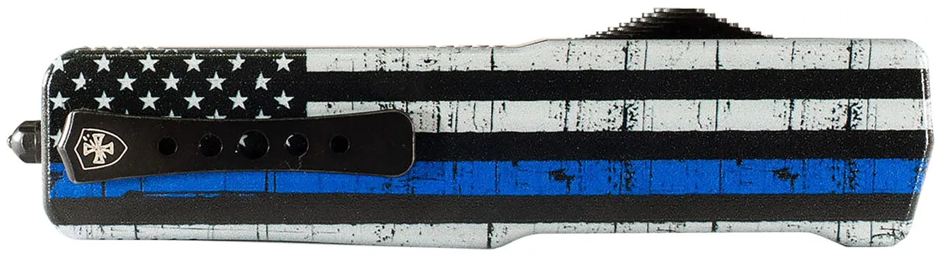 Templar Knife Premium LW Black / White We Back You w/ Blue Line Slim 3.25 OTF Dagger D2 Blade