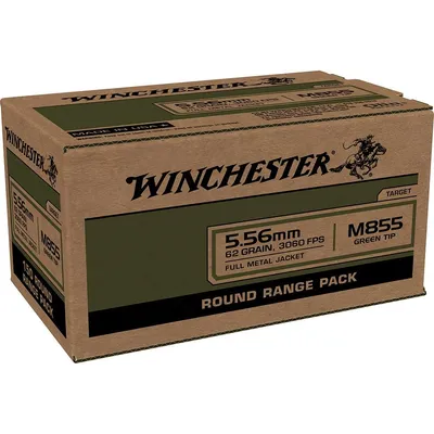 Winchester Lake City M855 Green Tip 5.56 62 Grain 100-Rounds FMJ