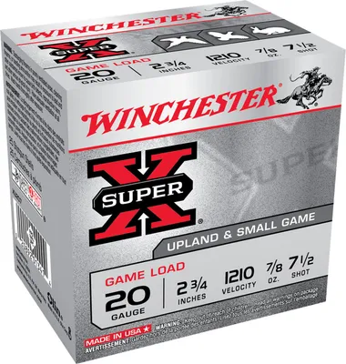 Winchester Super X Game Load 20 GA-2.75 #7.5 Shot 7/8 oz 25-Rounds