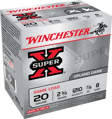 Winchester Super X Game Load 20 GA-2.75 #8 Shot 7/8 oz 25-Rounds