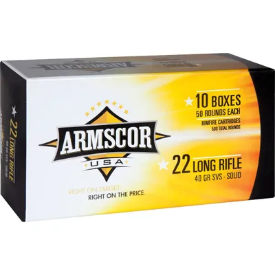 Armscor Rimfire Brass .22 LR 40-Grain 50-Rounds SP