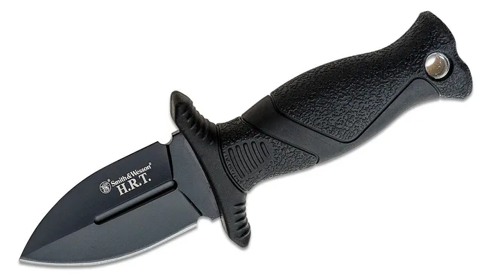 Smith and Wesson HRT Fixed Knife - 2 Plain Black Dagger Blade Blister-Packed