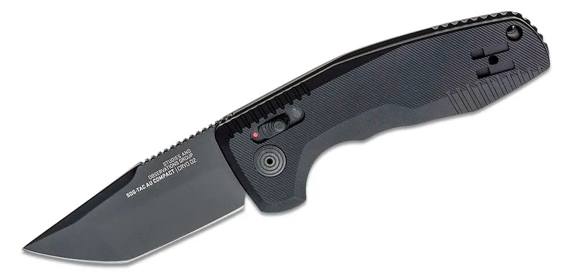 SOG Knives SOG-TAC AU Compact Folding Knife - 2.94 Plain Black Tanto Blade