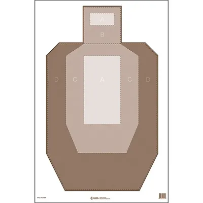Action Target IPSC Paper Target w/Visible Scoring Zones, White/Brown